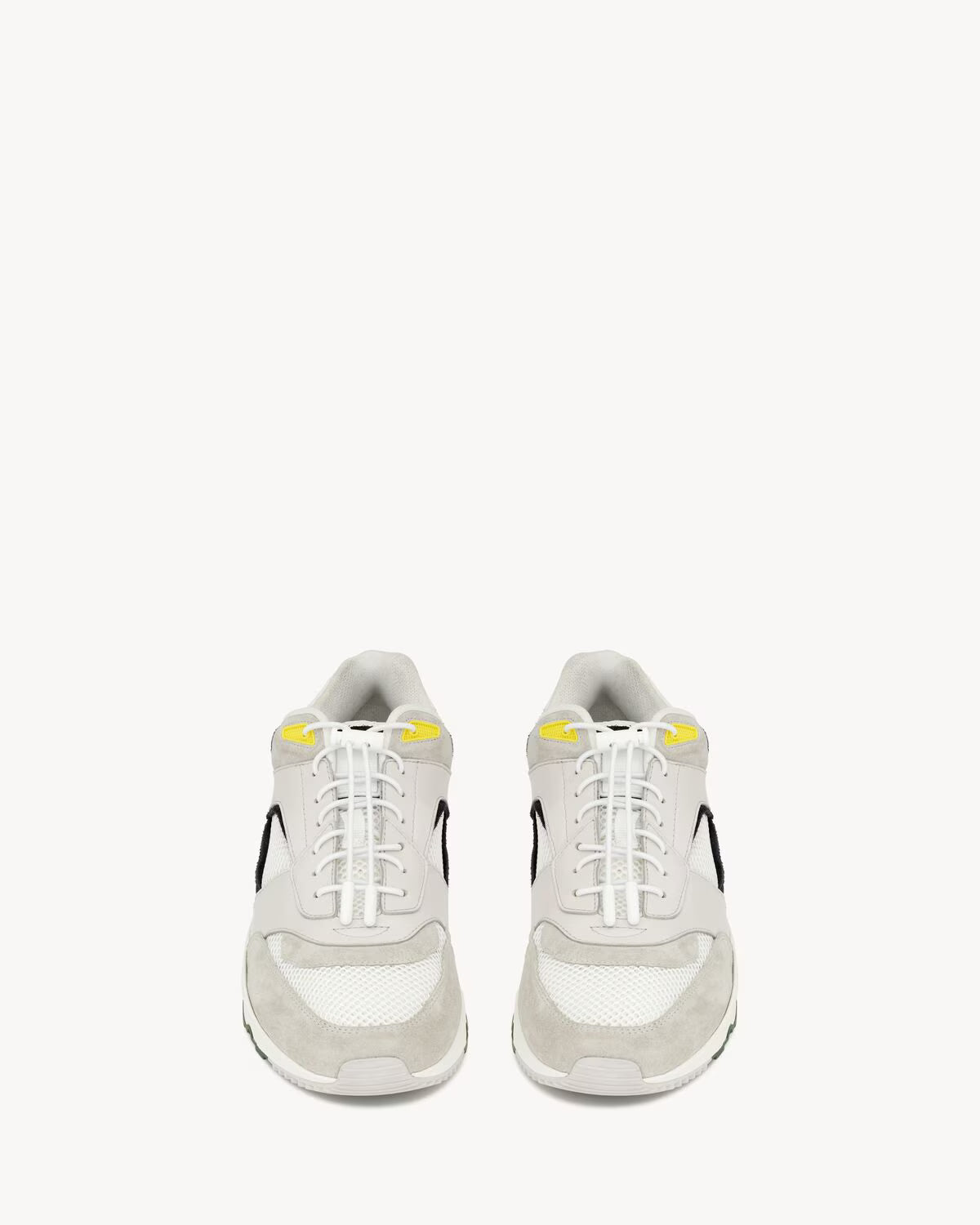 Ysl Bump Sneakers Smooth Leather Suede White, Grey & Dark Basil
