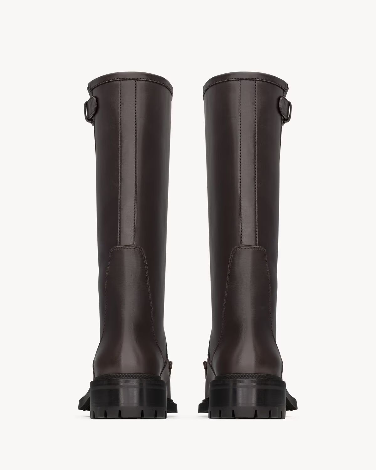 YSL Joe Buckle Boots Smooth Leather Dark Chocolate