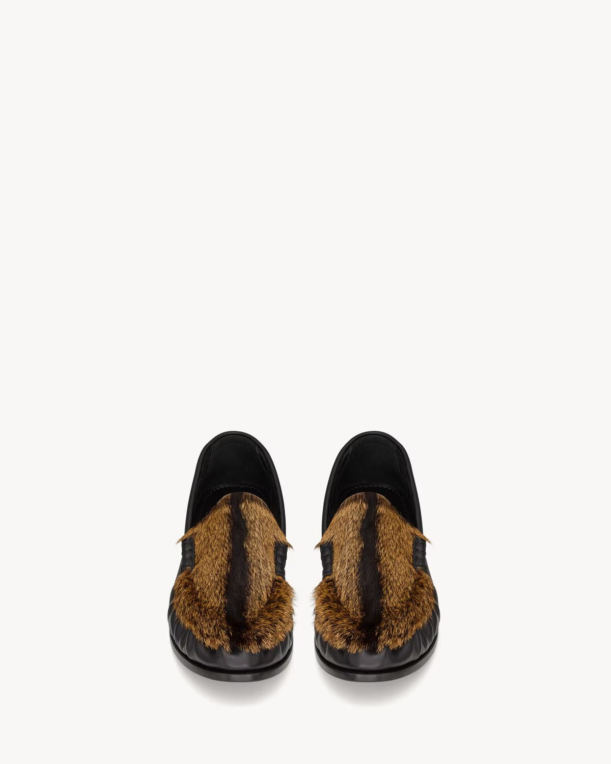 YSL Le Loafer Supple Smooth Leather Pony Hair Leather Black & Brown