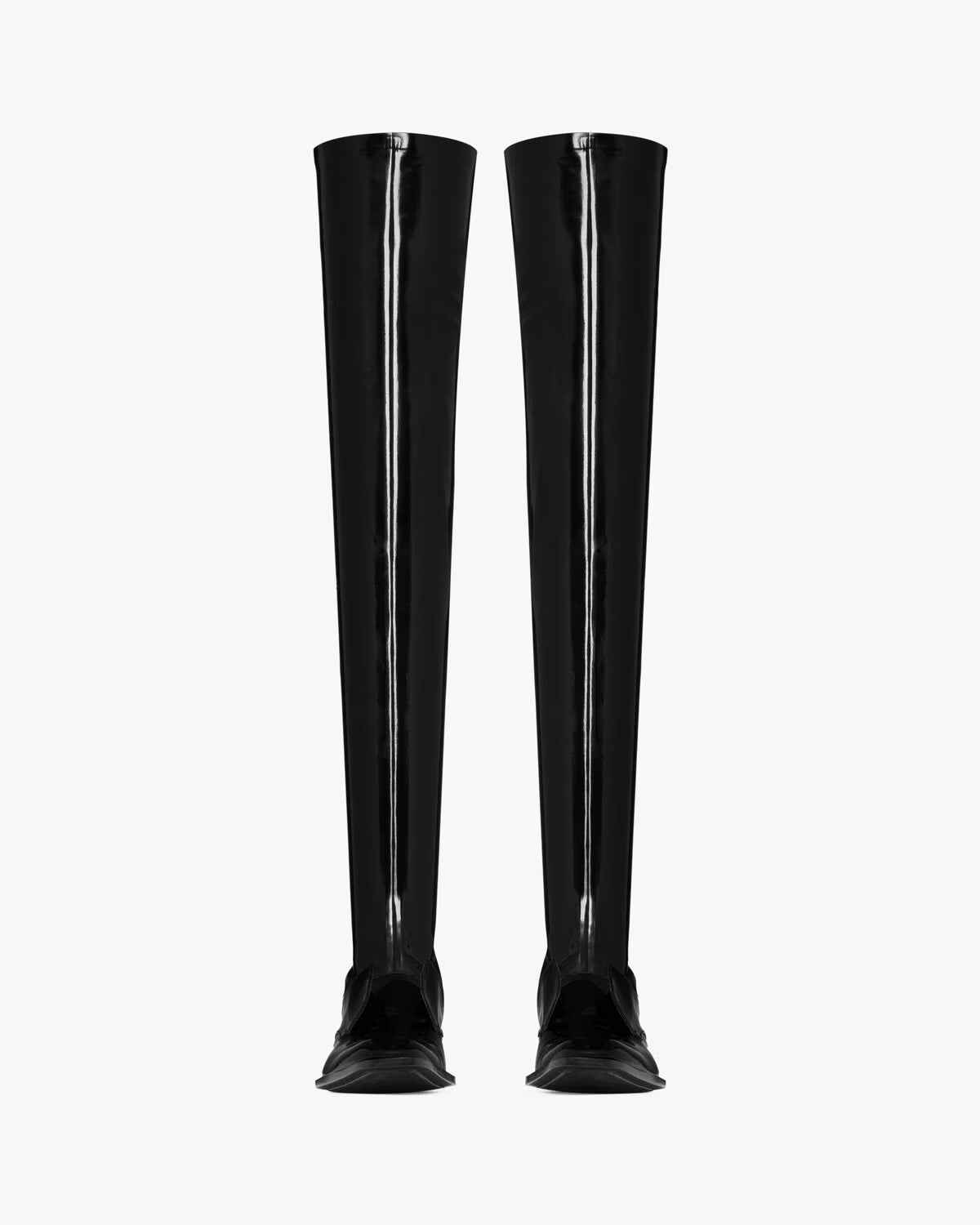 YSL Romeo Over Knee Boots Patent Leather Vinyl Black