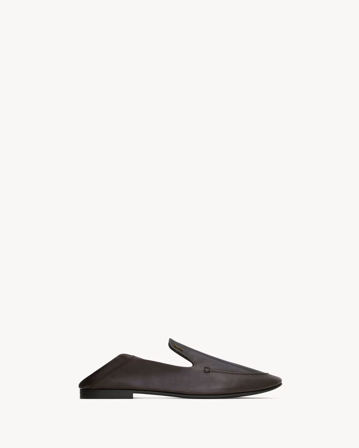 YSL Alain Slippers Smooth Leather Brown