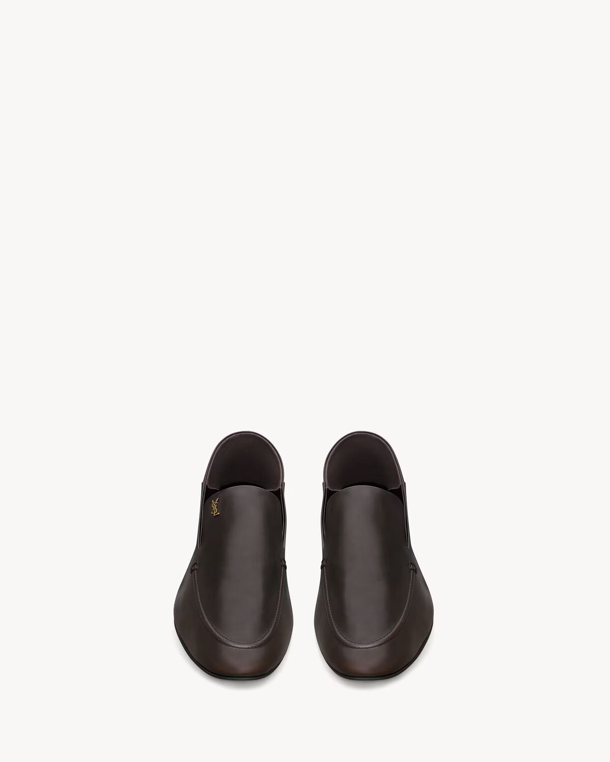 YSL Alain Slippers Smooth Leather Brown
