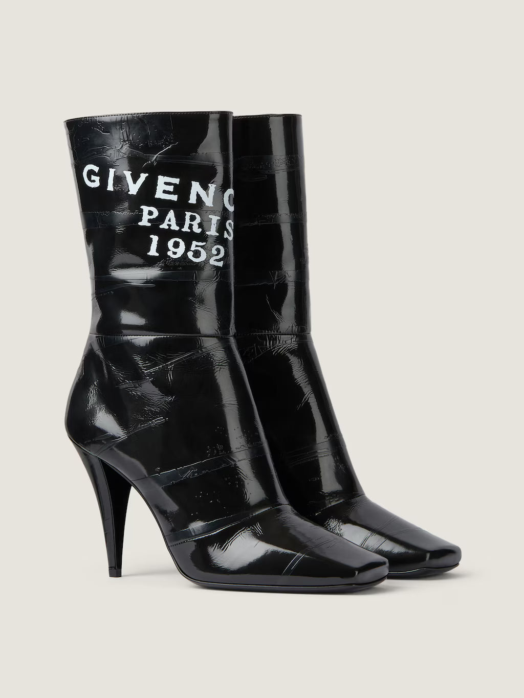 Givenchy Sliced Square Givenchy Tape Ankle Boots In Leather Black
