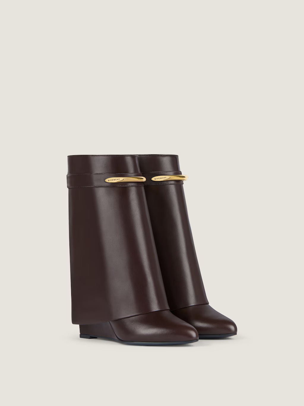 Givenchy Shark Pinch Ankle Boots In Leather Ebony Brown
