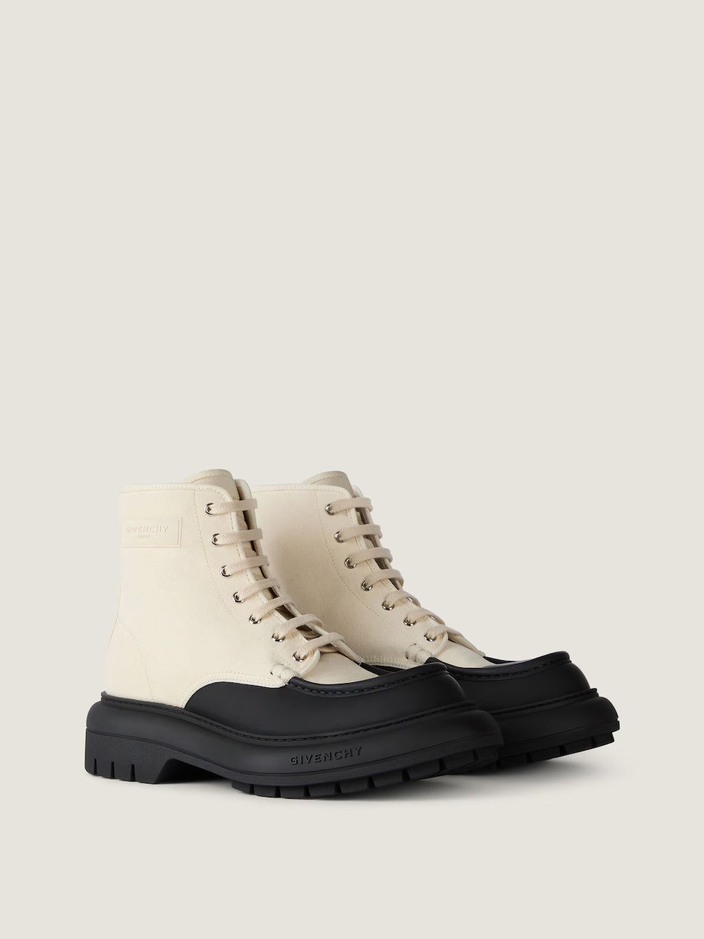 Givenchy Cargo Desert Boots Canvas Gum Leather White