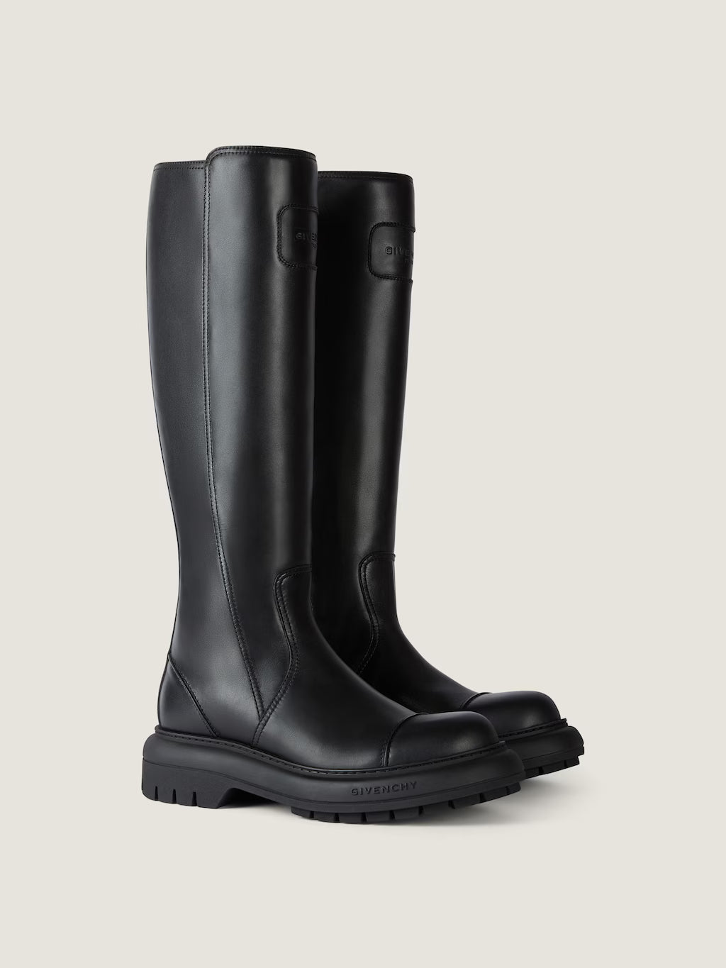 Givenchy Cargo Biker Knee High Boots Leather