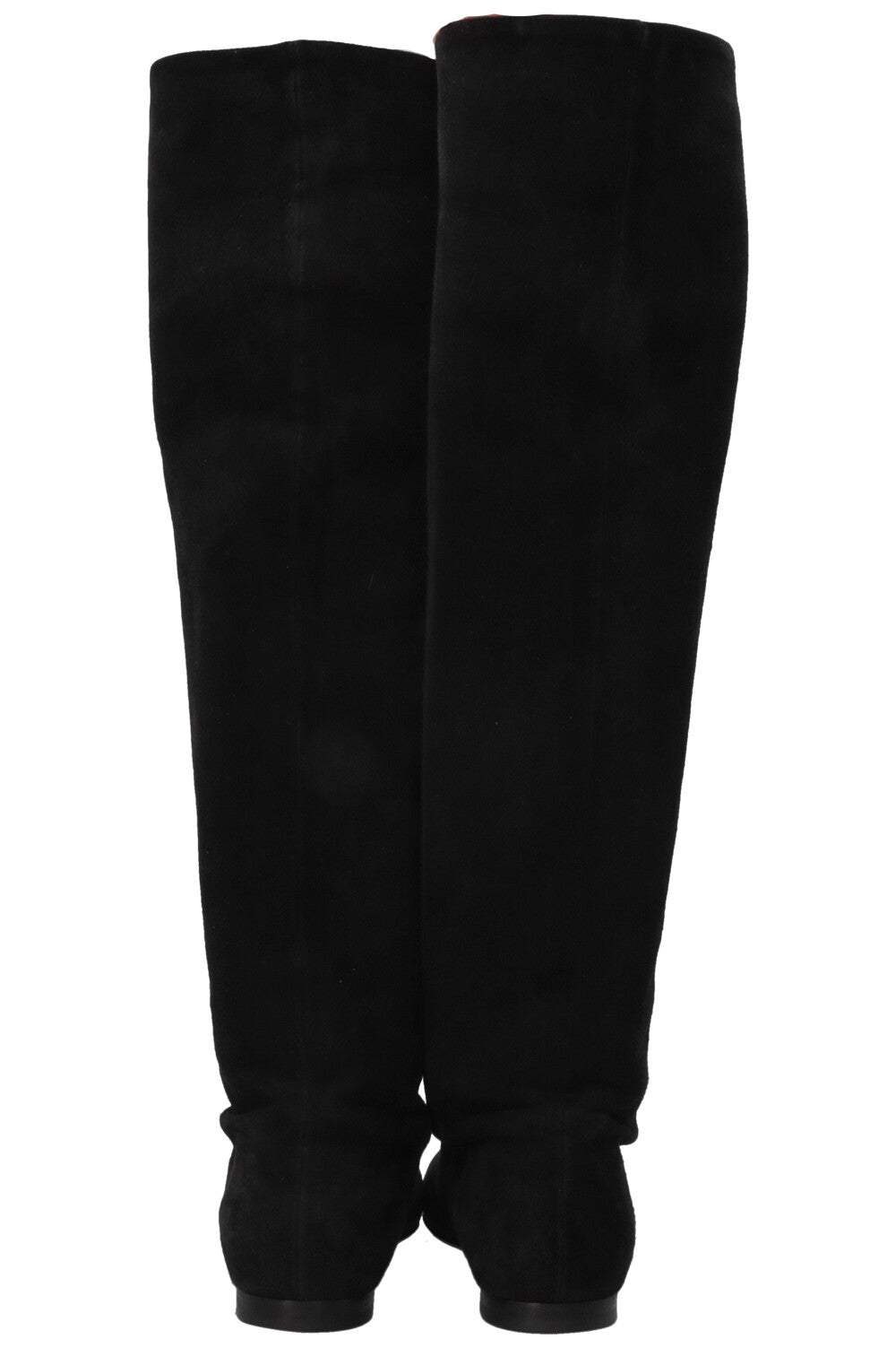 Metal Cap Knee High Boots Suede Black