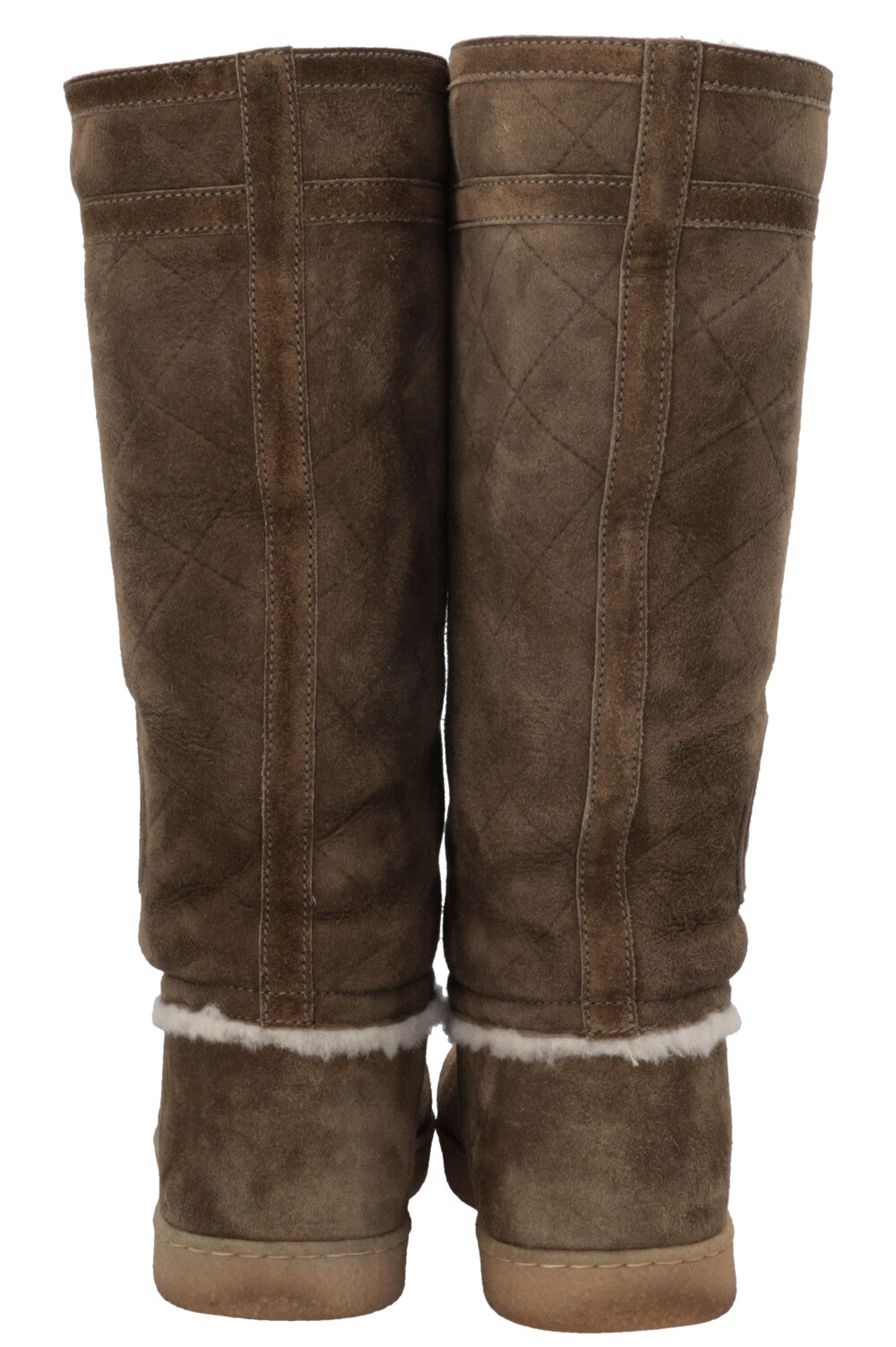 Shearling Boots Suede Khaki