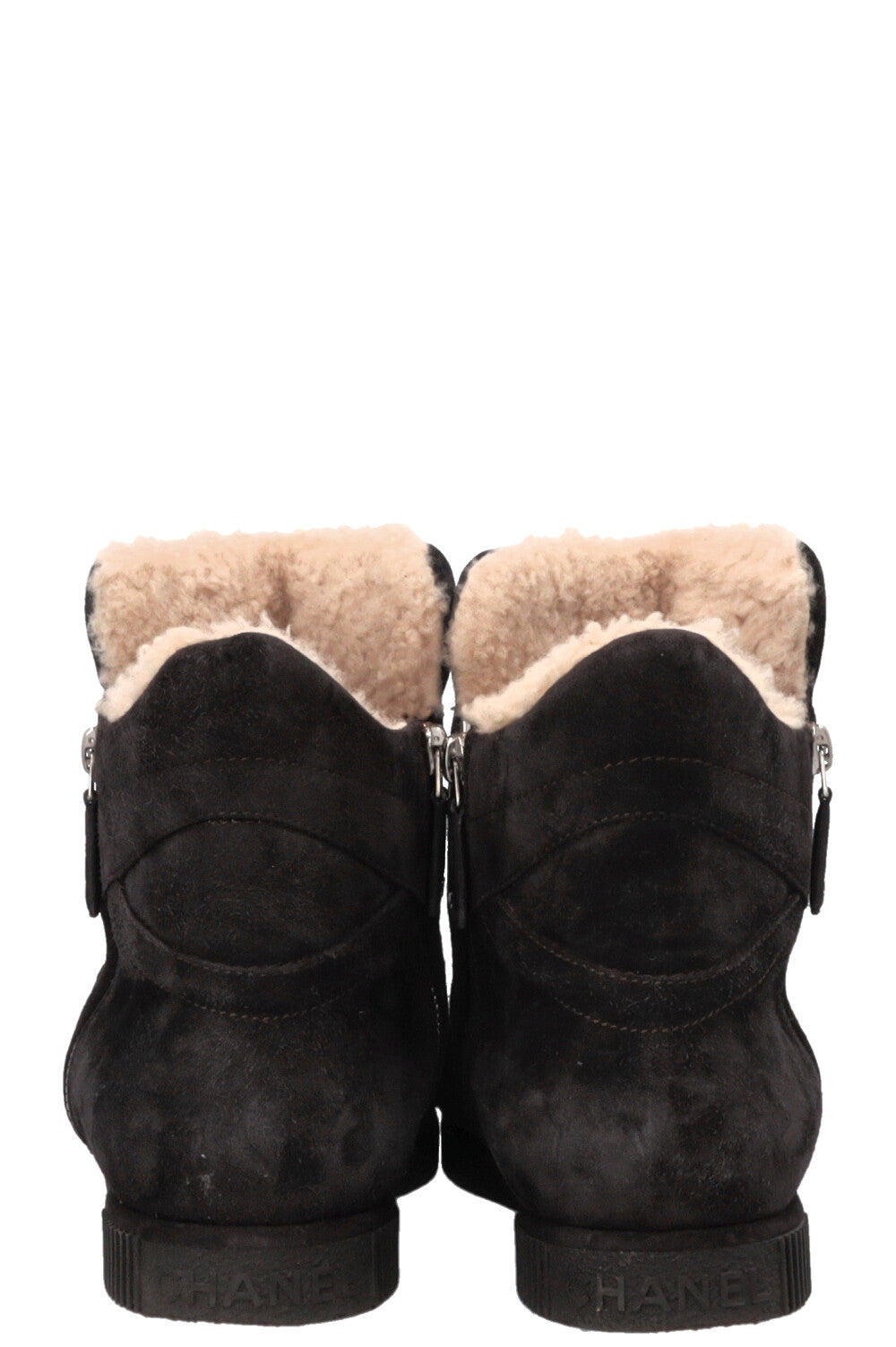 Shearling Ankle Boots Suede Charcoal