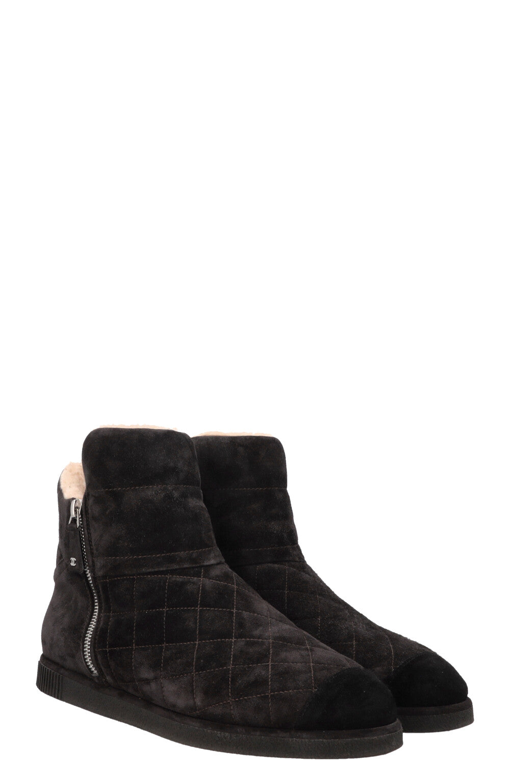 Shearling Ankle Boots Suede Charcoal