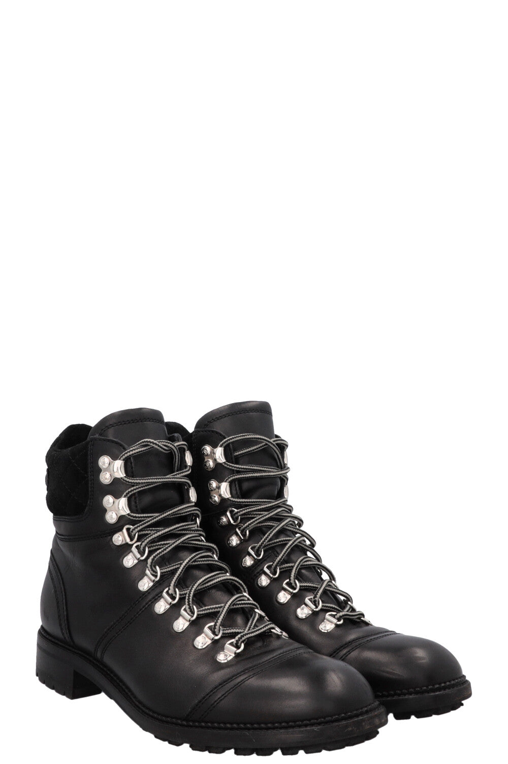 Lace Up Hiking Boots Black Leather