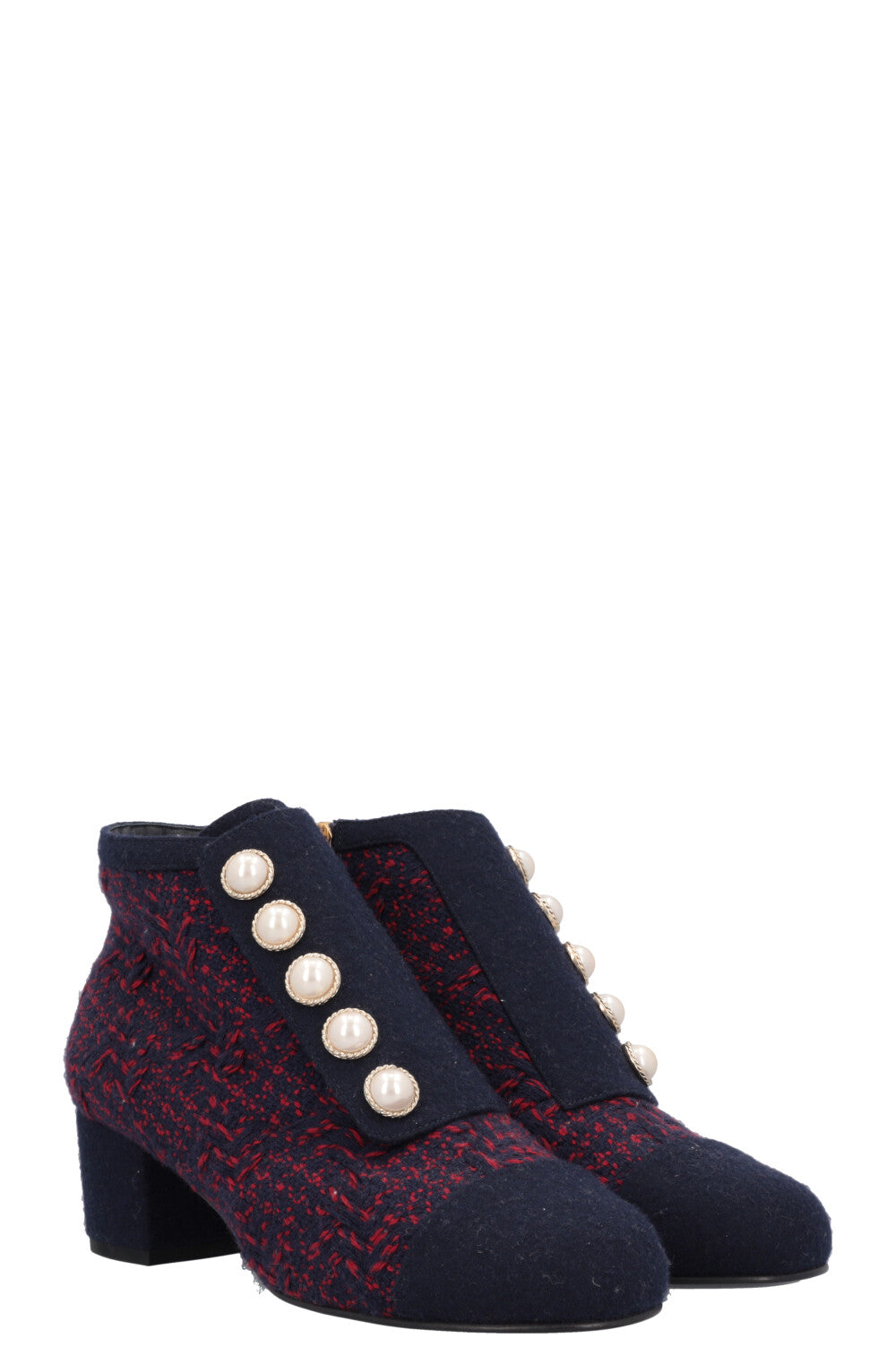 Tweed Boots Navy Red Pearl