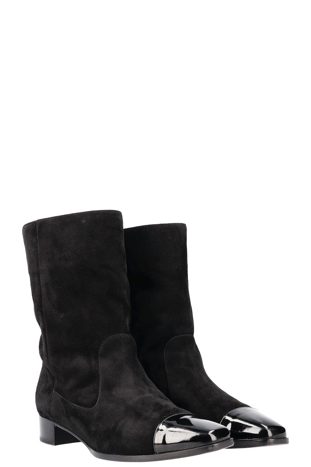 Cap Toe Boots Suede Black
