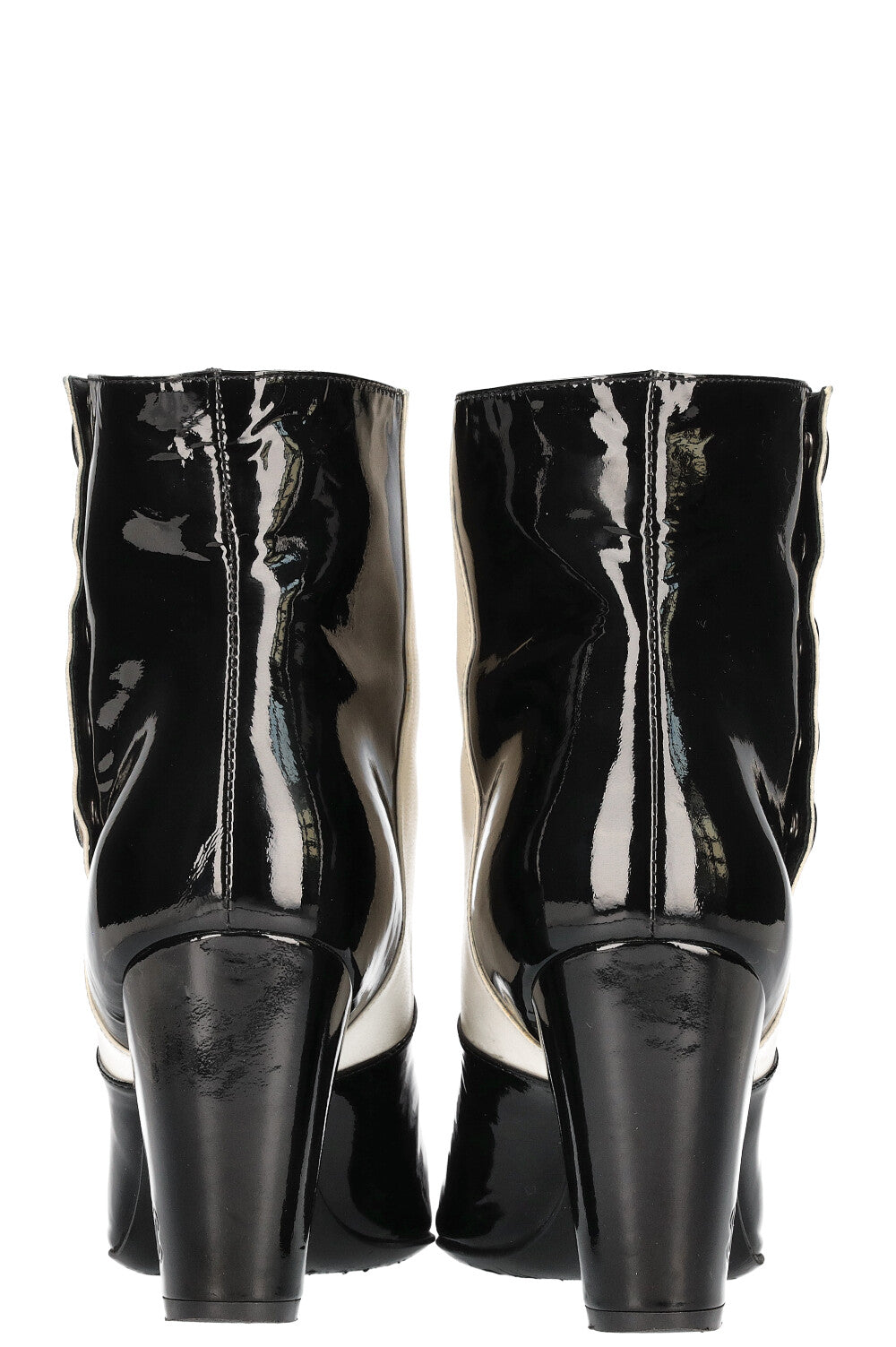 Ankle Boots Patent Black White
