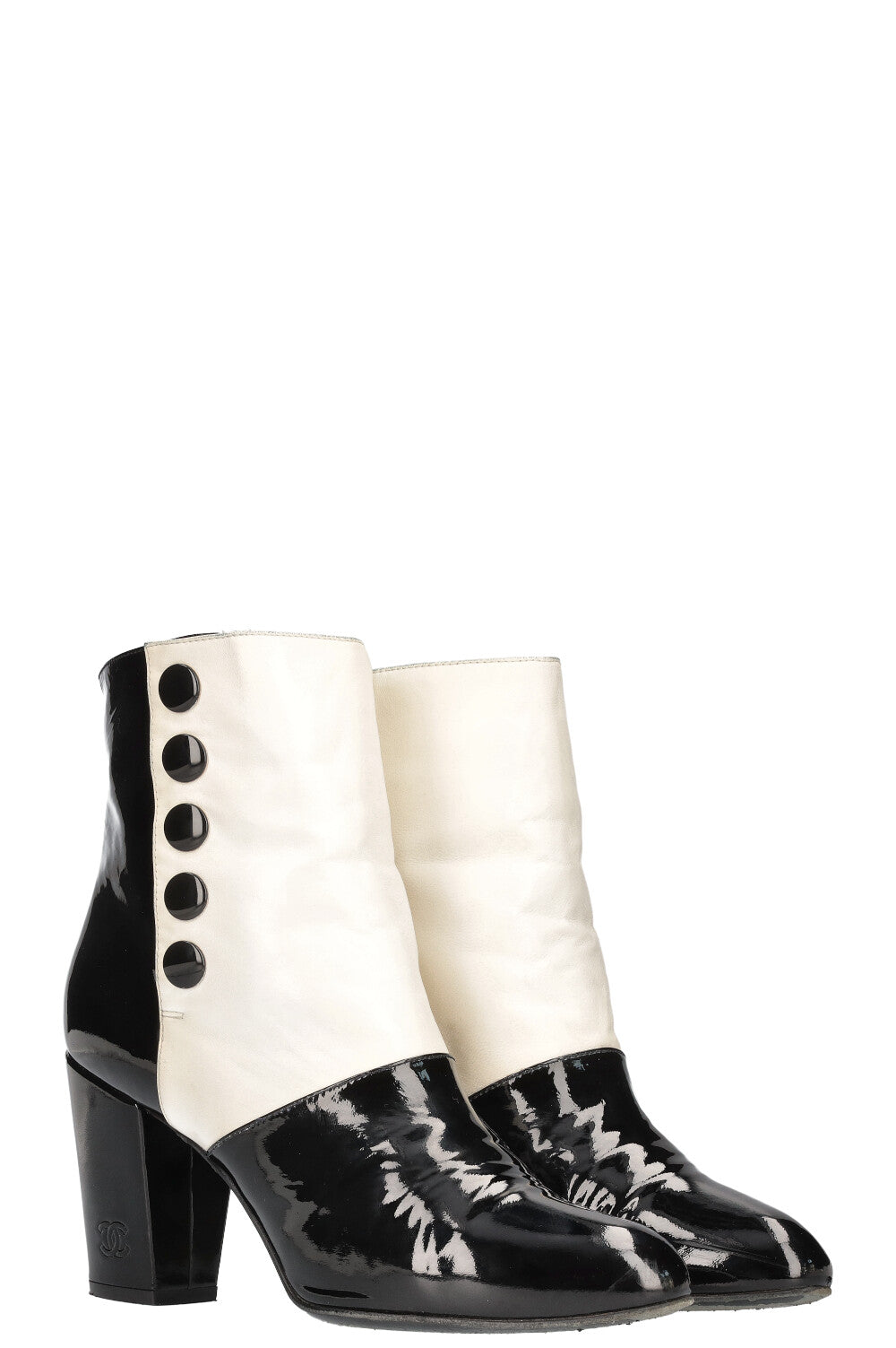 Ankle Boots Patent Black White