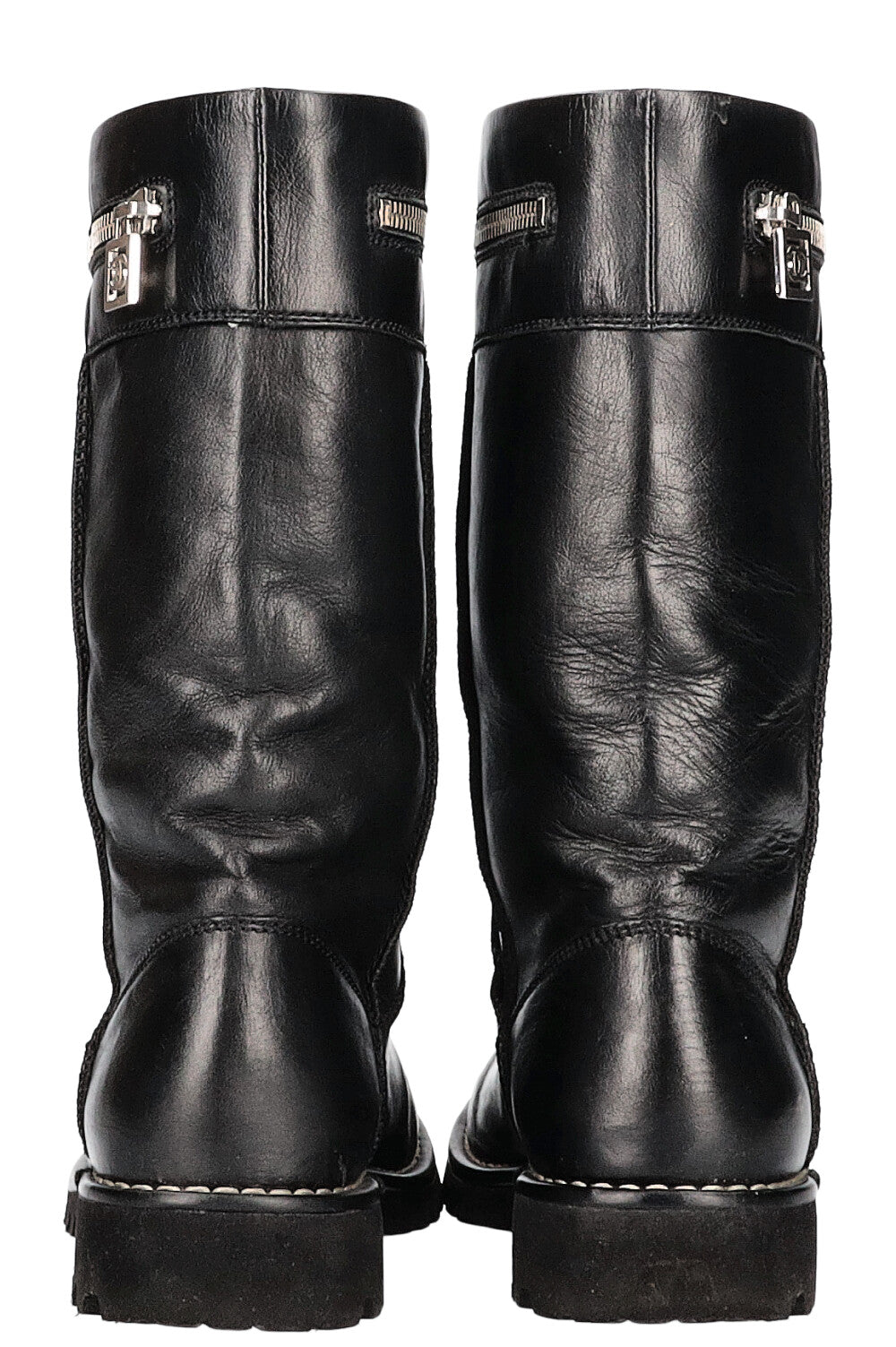 Boots Black White Chain
