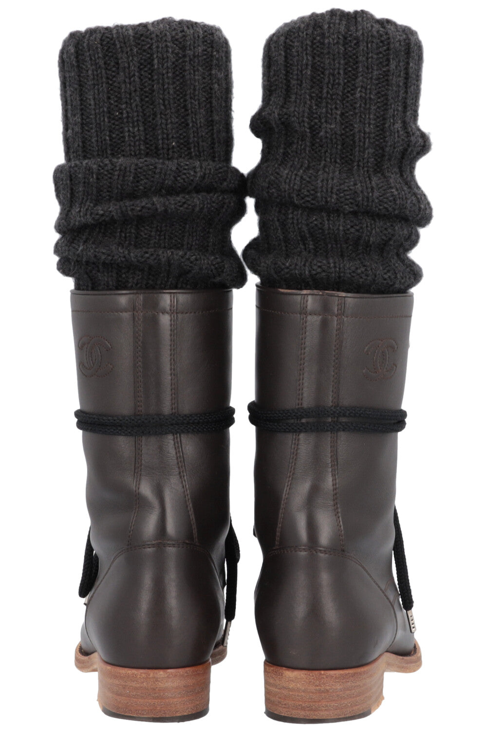 Combat Boot Combines Leather Knitwear