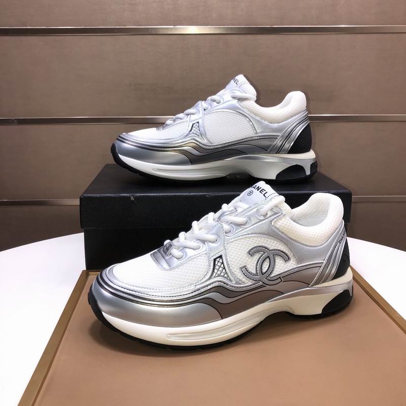White Metallic Mesh Runner Sneakers