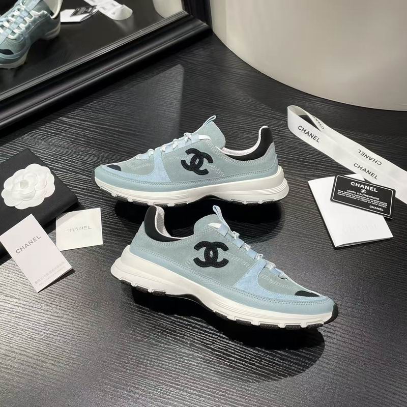 Suede Calfskin Grosgrain Sneakers Light Blue