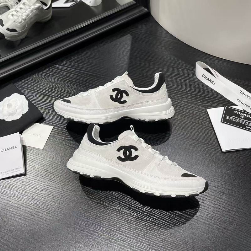 Suede Calfskin Grosgrain Sneakers White