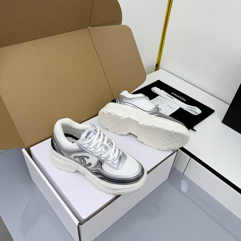 White Silver Fabric Laminated Sneakers