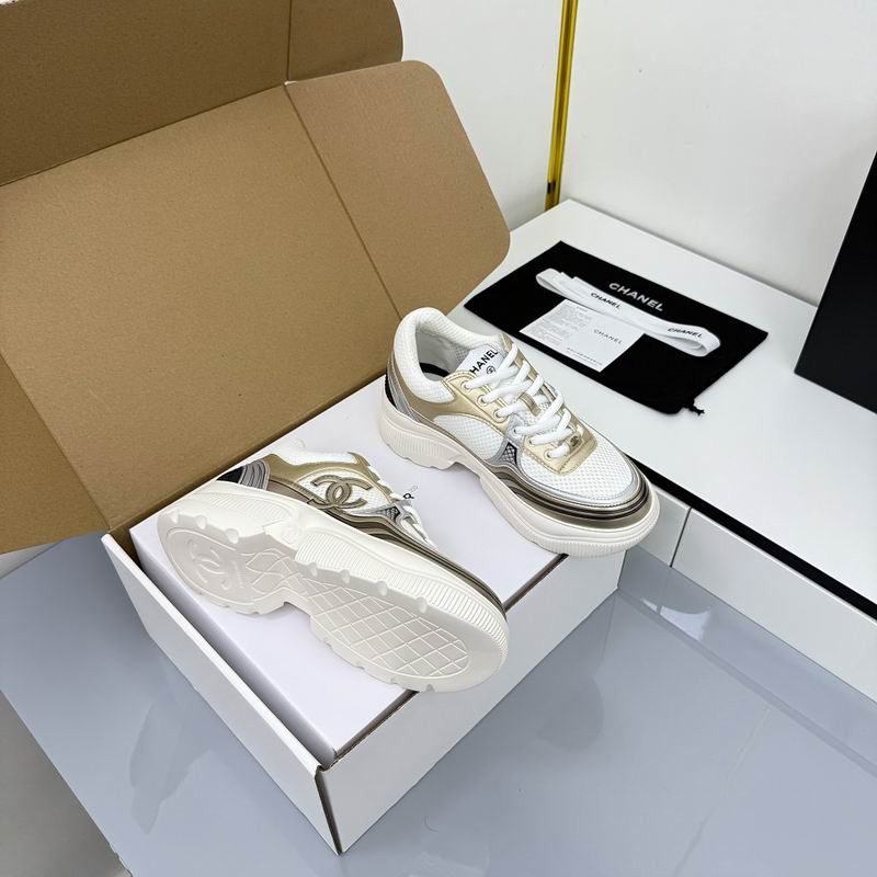 Fabric & Laminated Calfskin Sneakers Metallic Gold