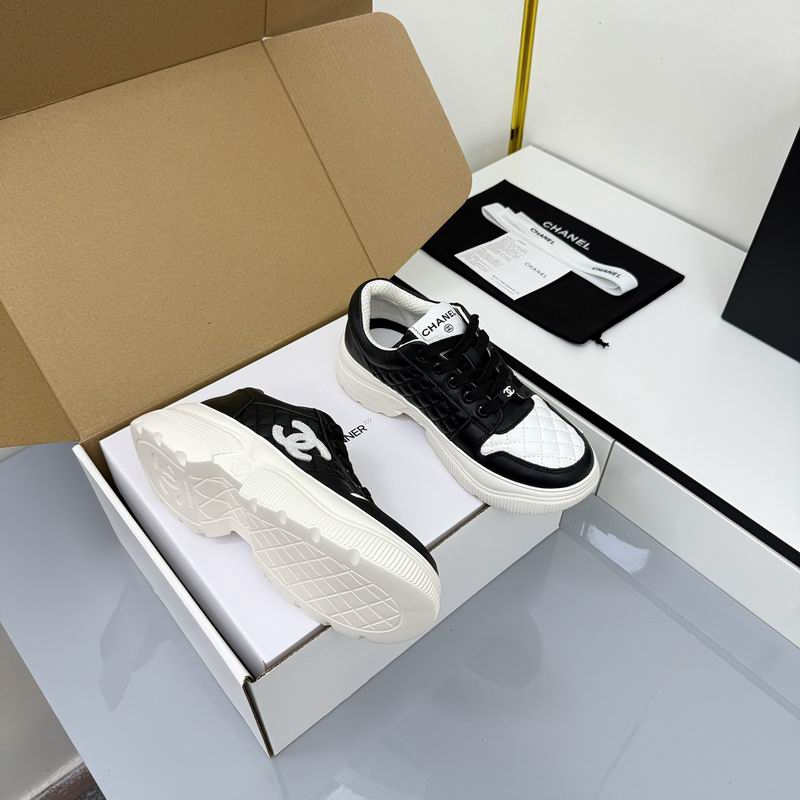 White Black Chunky Canvas Sneakers