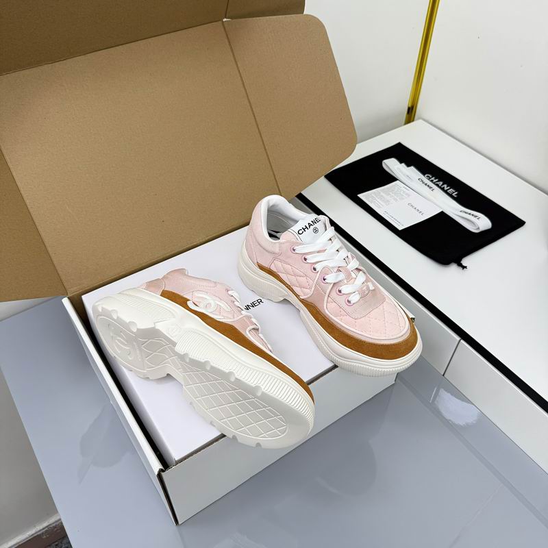 Pink Brown Chunky Canvas Sneakers