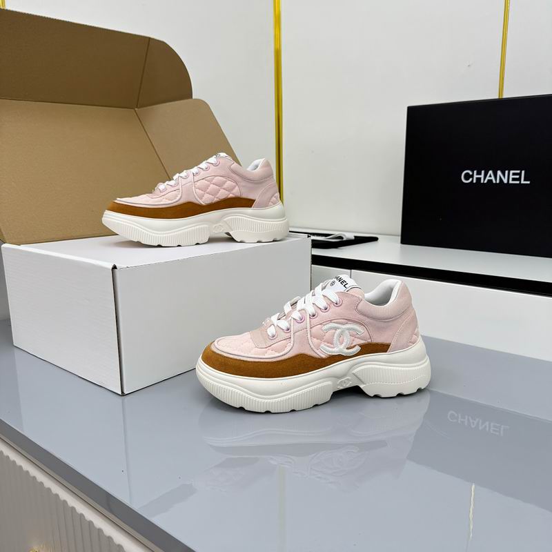 Pink Brown Chunky Canvas Sneakers