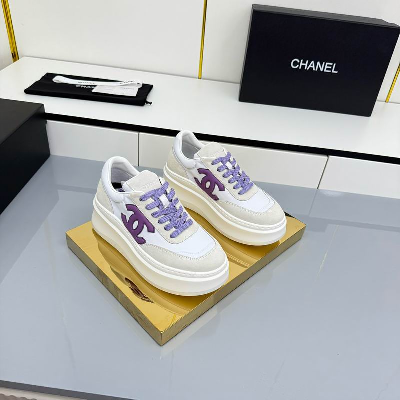 White Platform Sneakers Prominent Purple
