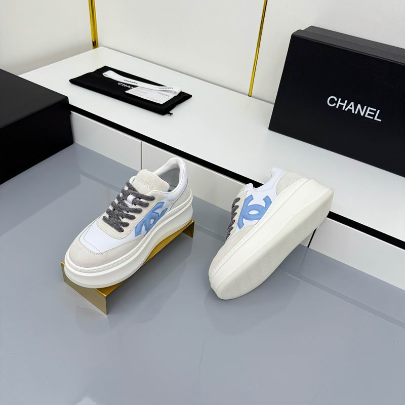 White Platform Sneakers Prominent Blue
