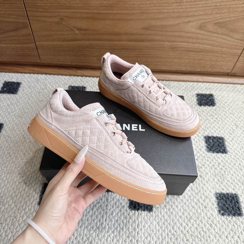 Pink Quilted Suede Leather Sneakers