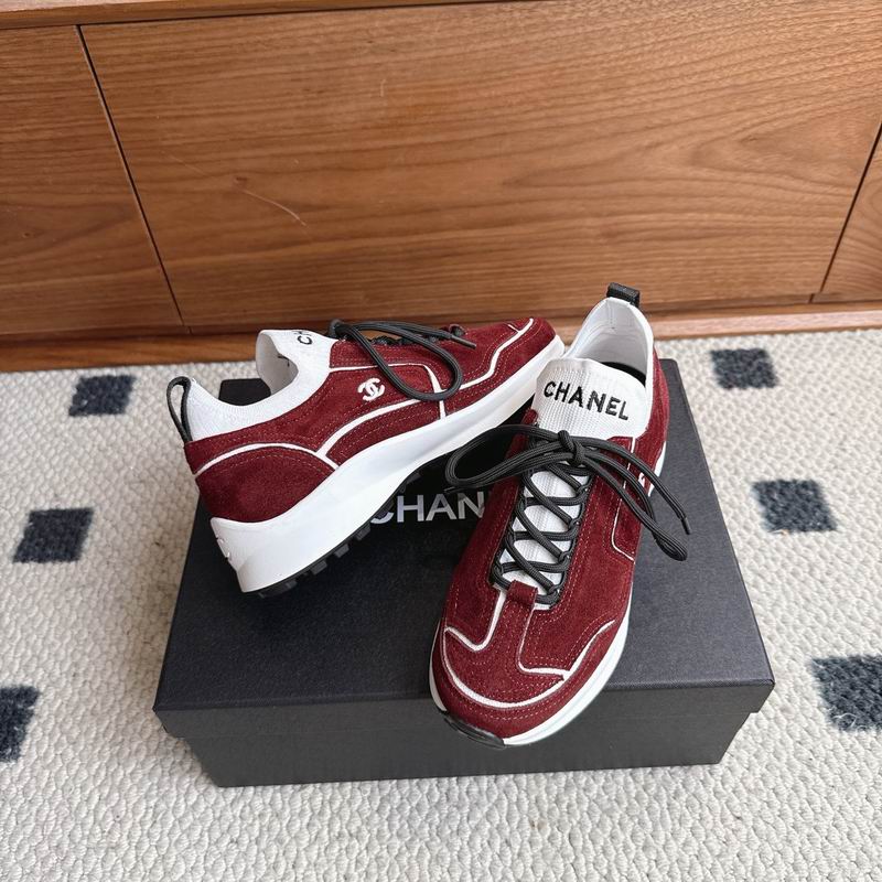 Red Calfskin Mixed Fibers Dad Sneakers