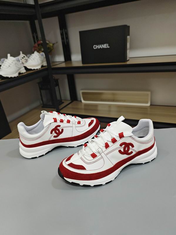 White Red Calfskin & Suede Calfskin Sneakers