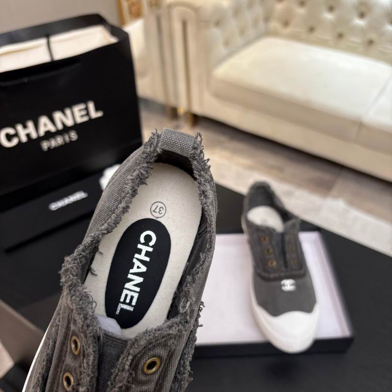 Grey White Canvas Slip Casual Shoes