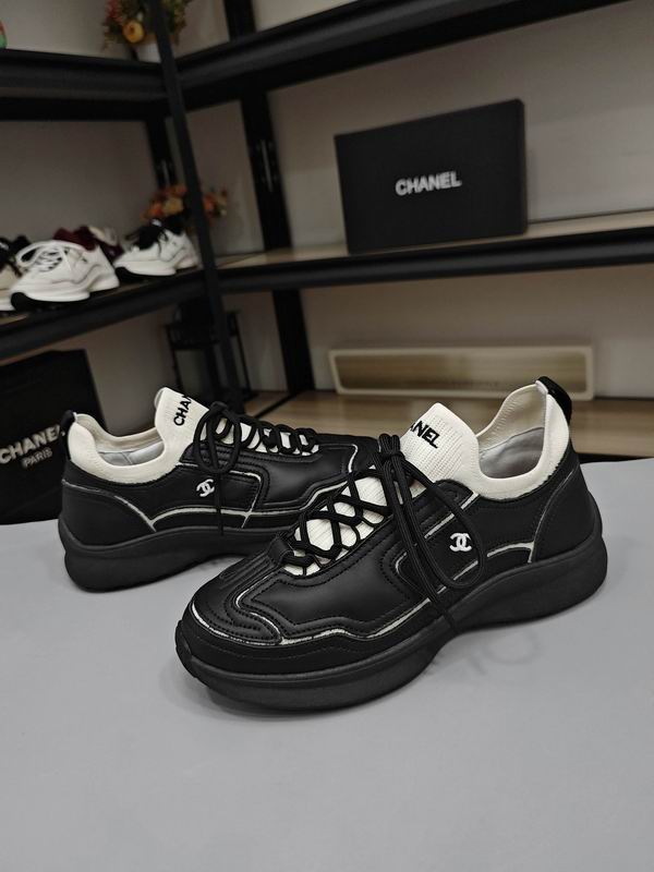 Black Calfskin Mixed Fibers Sneakers
