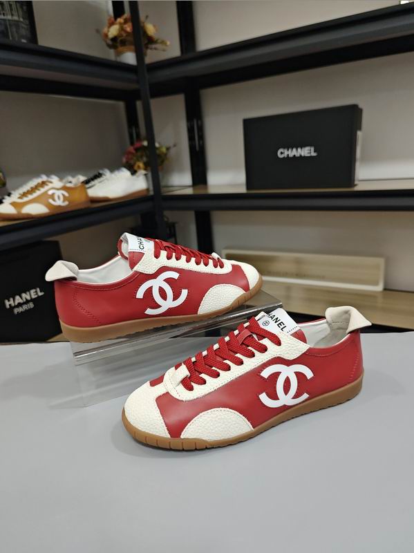 Red White Calfskin Low Top Sneakers