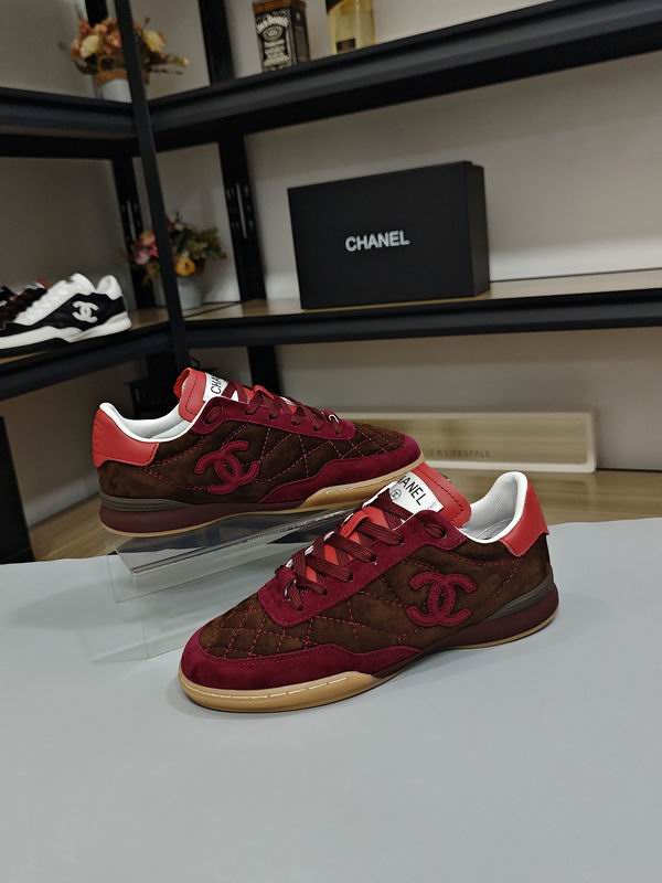 Brown Red Quilted Suede Sneakers