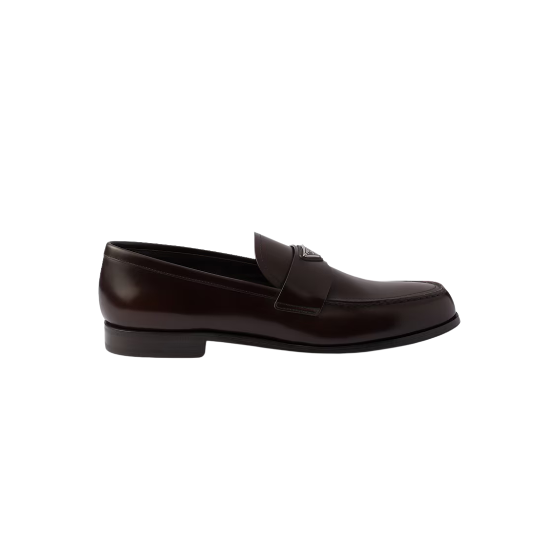 Prada Brushed Leather Loafers Sienna
