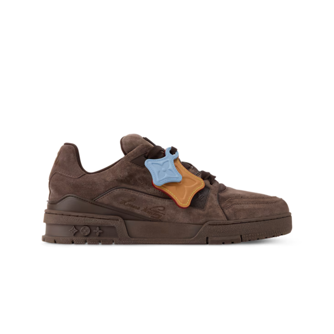 LV Trainer Distressed Sneaker Marron