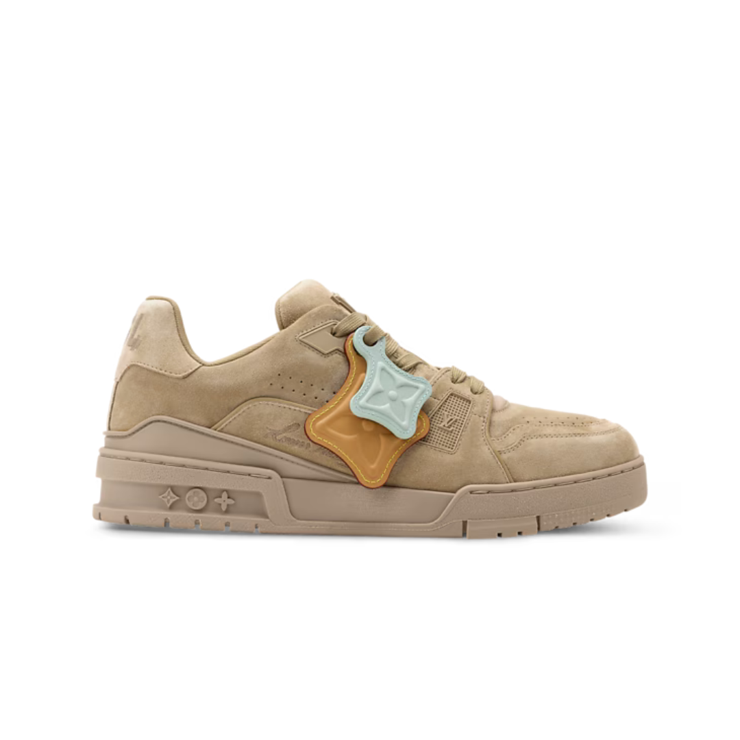 LV Trainer Distressed Sneaker Beige