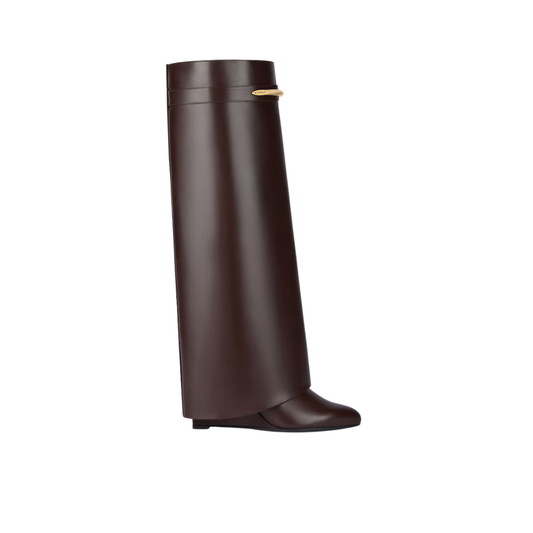 Givenchy Shark Pinch Boots In Leather Ebony Brown