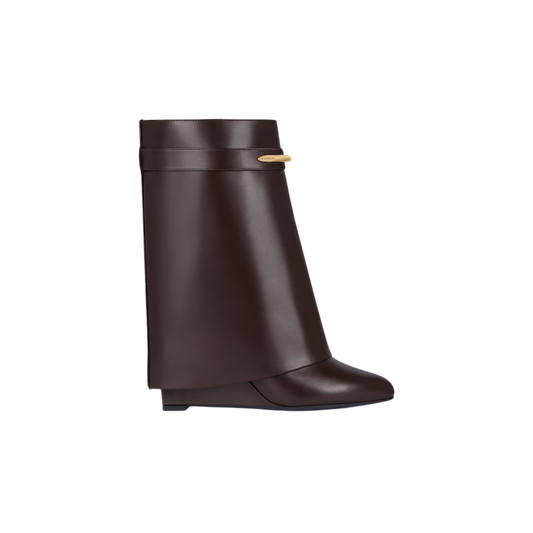 Givenchy Shark Pinch Ankle Boots In Leather Ebony Brown