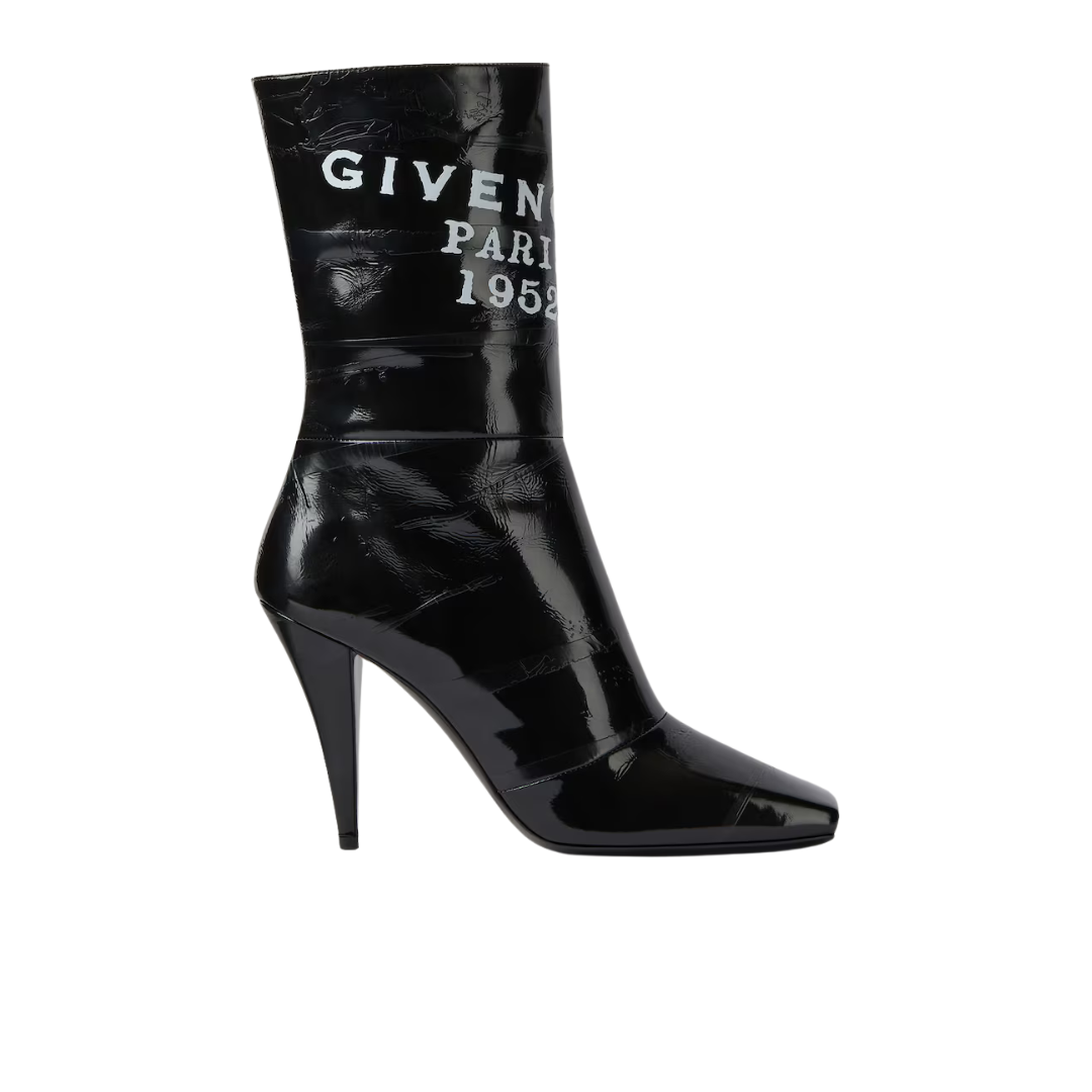 Givenchy Sliced Square Givenchy Tape Ankle Boots In Leather Black