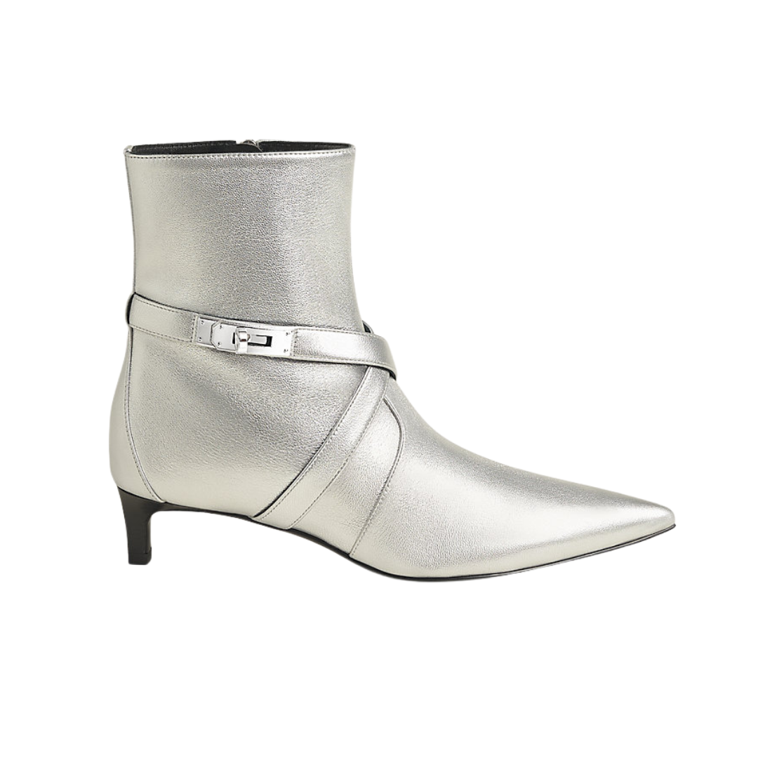 Hermes Nice 40 Ankle Boot Gris Argenté