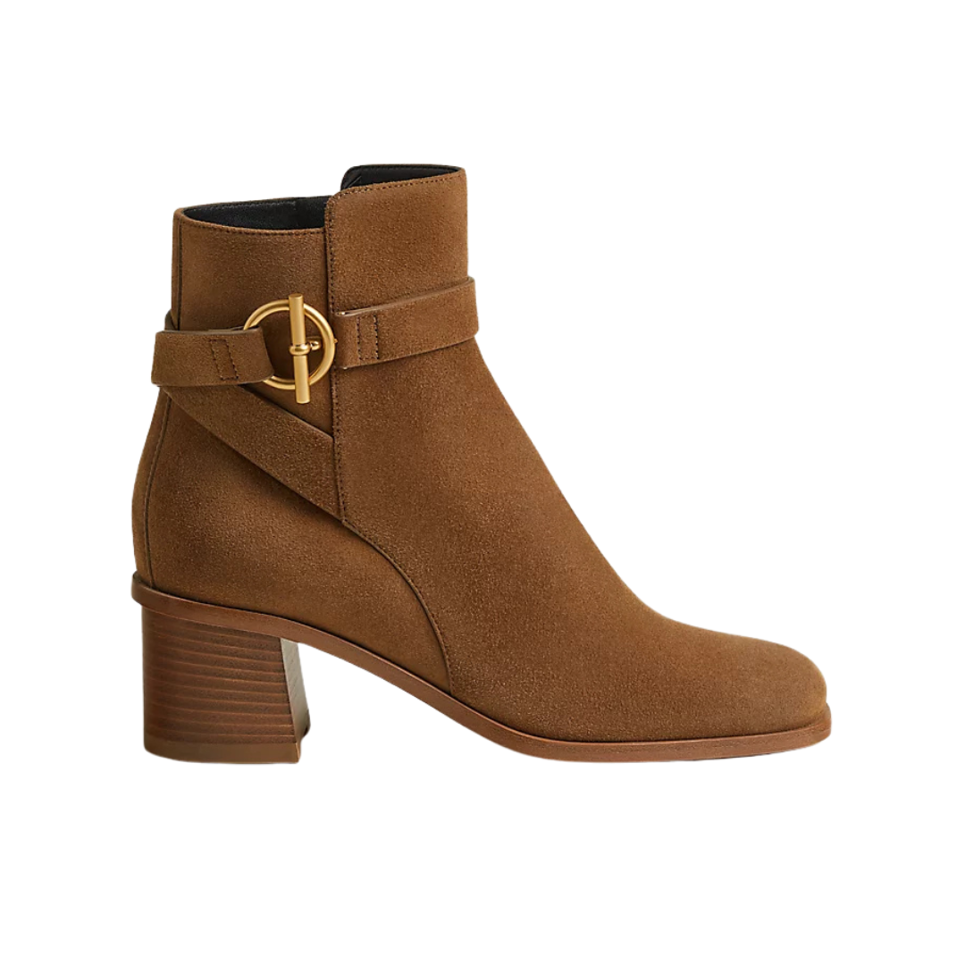 Hermes Jill 60 Ankle Boot Brun Fumé