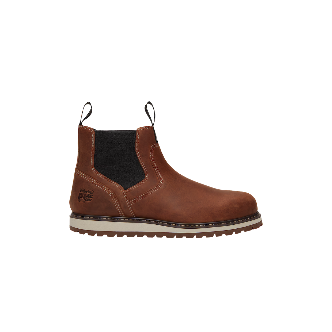 Timberland Irvine Chelsea Soft Toe Work Boot Medium Brown Full-Grain