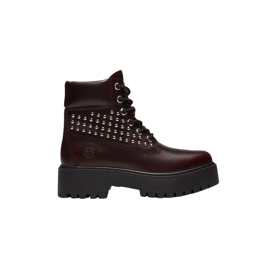Timberland Stone Street Platform 6-Inch Boot Burgundy Full-Grain With Studs