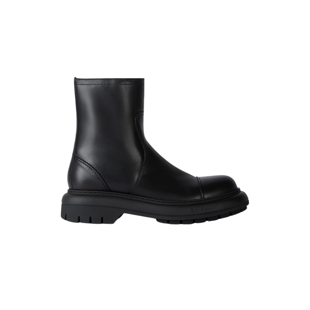 Givenchy Cargo Biker Boots In Leather Black