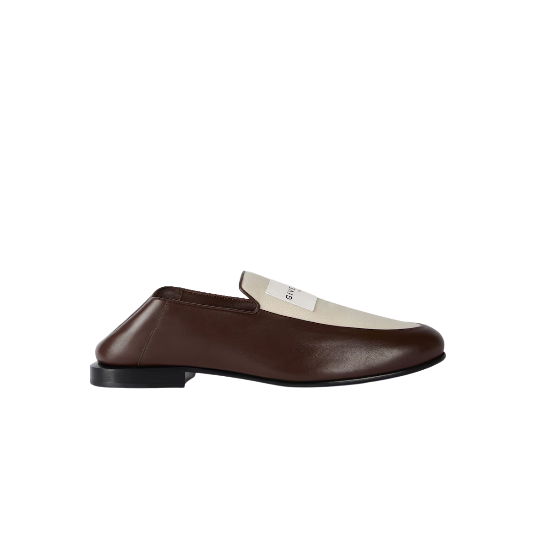 Givenchy Label Loafers In Shiny Leather And Canvas